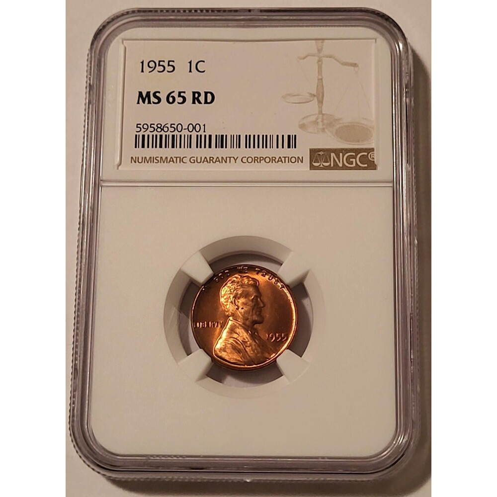 1955 Lincoln Wheat Cent MS65 RED NGC